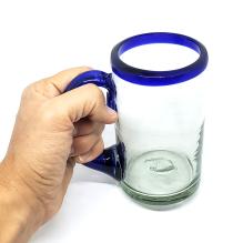Cobalt Blue Rim 14 oz Beer Mugs (set of 6)
